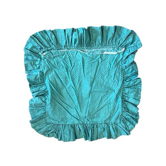 Pair Vintage Cottagecore Custom Quilt Ruffle Throw Pillow Cover 22" Green Brown - Picture 5 of 6